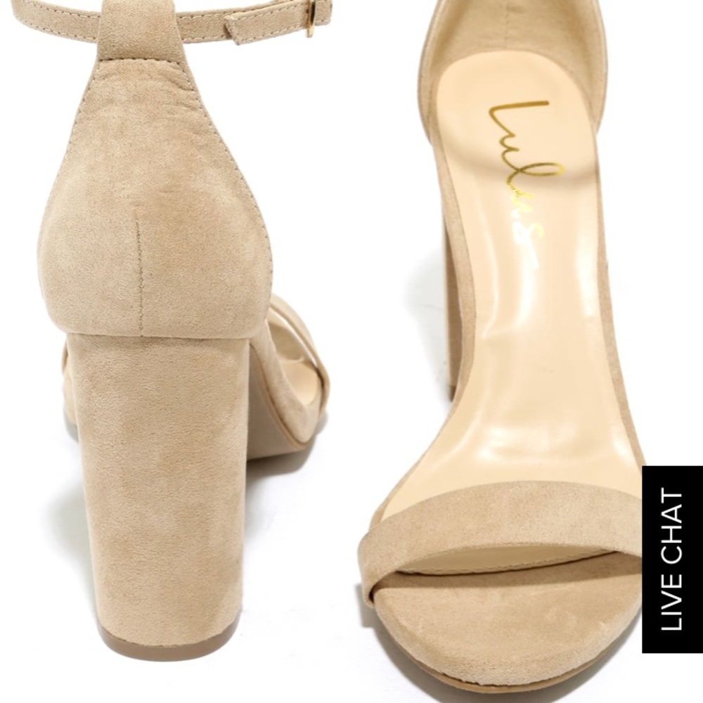 Lulus TAYLOR NATURAL SUEDE ANKLE STRAP HEELS 6